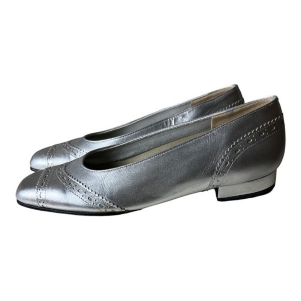 Vintage 1970s California Magdesians Silver Flat Pump Shoes Size 8.5 N - Picture 4 of 8